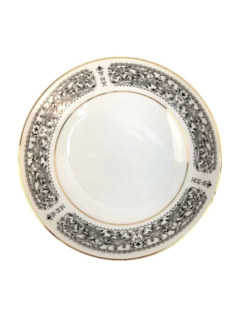 Royal Wentworth Ambassador 8692 Dessert Fruit Bowl Gold Trim Black Flora